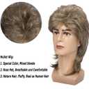 Kaneles Mullet Wigs for Men 80s Costumes Fancy Party Accessory Cosplay Halloween Hair Wig (Blonde)
