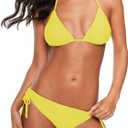American Trends Women's String Two Piece Halter Top Triangle Bikini Set with Tie Side Bottom Sexy Swimsuit Bathing Suits (4-6, 05 Yellow)