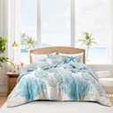 Tritard Coastal Comforter Set Twin Size 2 Piece, Soft Beach Themed Comforter, Ocean Nautical Lightweight Bedding Sets for All Seasons, (1 Reversible Comforter and 1 Pillow Sham), 68''x90'', C1
