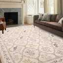 YIHOUSE Washable Floral 6x9 Area Rugs for Bedroom Girls, Beige Soft Living Room Rug Non Slip Ultra-Thin, Large Throw Carpet for Kids Playroom, Classroom, Dorm, Nursery, Beige Multi