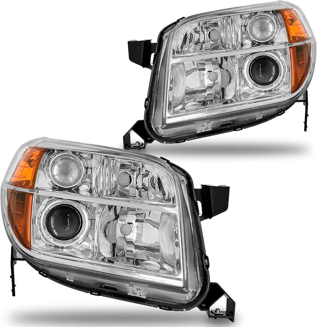 Headlights Assembly for 2006 2007 2008 Honda Pilot Compatible with 06 07 08 Pilot Chrome Housing Amber Reflector Passenger and Driver Side