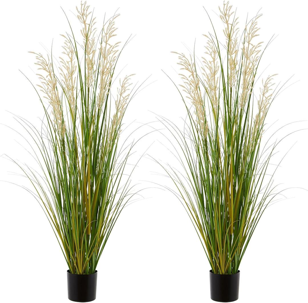 Artificial Plant, 47in Tall, 2pk Grass, Faux House Plants in Pot, Indoor Decorative Flowers &Greenery for Home and Office, Ideal Housewarming Gift
