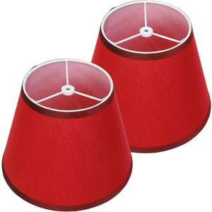 Red Small Lamp Shades Set of 2, 6" Top x 10" Bottom x 7" High Empire Fabric Lampshade(Spider) for Table, Floor & Wall Lamps, Assembly-Free, Replacement Lampshade for Bedroom, Living Room Decor