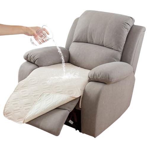 Genina 100% Waterproof Recliner Chair Covers, Anti-Slip Recliner Cover Dog Chair Cover Furniture Protector, Chair Sofa Slipcover for Pets Dogs, 1 Piece (Beige, Recliner)