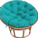 Papasan Chair Cushion Outdoor, Round Papasan Cushion Indoor with Ties, Waterproof Circle Seat Pad for Porch Patio Garden, 45 in Blue, Cushion Only