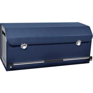 Car Trunk Organizer, Collapsible Car Storage Organizer with Lid and Push-pull Handle Leather Trunk Organizer for Suv, Truck, Minivan (Blue, 27.17 x 11.42 x 12.2in)