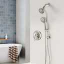 Instant-Mount Drill-Free Height/Angle Adjustable 2-Way Shower Head/Handheld Showerhead Slide Bar Combo (Brushed Nickel), Head Size: 5 inches