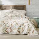 Bedsure Floral Quilt Queen Size - Reversible Botanical Floral Comforter, Spring Lightweight Bedspread Quilt Bedding, Soft Microfiber Coverlet for All Seasons (90"x96") | Spring and Summer, Lightweight, Floral, Reversible, Ultra Soft