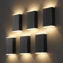 Solar Wall Light Outdoor, 3000/4000/6000K 3 Modes Dusk to Dawn Lighting Wall Sconce IP67 Waterproof Up and Down Solar Lights Outdoor Front Door Light for House, Garage, Porch, Doorway, Fence (6PACK)