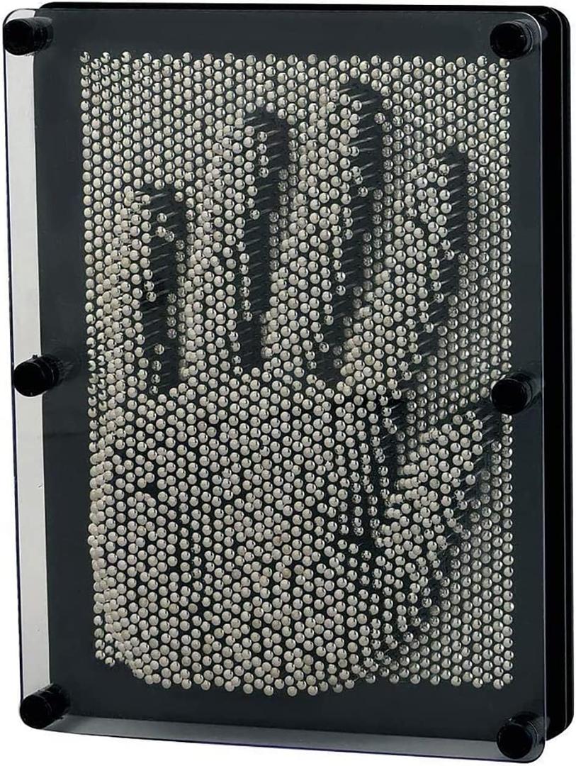 3D Pin Art Toy, Large Size 6 X 8Unique Metal 3D Pin Art Board for Kids & Adults (Silver, Metal)