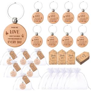 Nosiny 50 Sets Funeral Favors for Guest Wooden Keychain with Kraft Bulk in Loving Memory Sympathy Gifts Thank You Cards Organza Bags for Family Church Memorial Souvenirs Celebration of Life Gifts