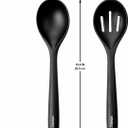 Silicone Spoons for Cooking - Kitchen Spoons for Mixing, Serving, & Stirring - 600F Heat-Resistant Non Stick Utensils Ladle & Skimmer- Dishwasher Safe, Black,10.3IN