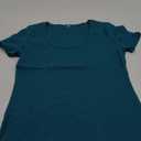 Women Short Sleeve Tops Scoop Neck Ribbed Knit Slim Fitted Basic Tee Shirts Casual Summer Clothes Size XL