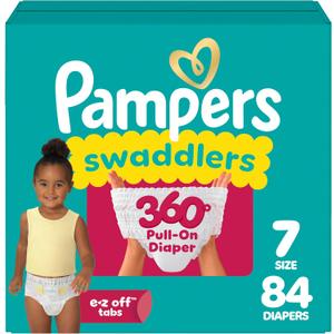 Pampers Swaddlers 360 Pull-On Diapers, Size 7, 84 Count for up to 100% Leakproof Skin Protection and Easy Changes