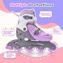 2PM SPORTS Inline Skates for Kids Girls Boys Ages 4-8 6-12 with Light Up Wheels, Adjustable Kids Roller Skates Blades for Youths Beginners, Size: Medium - Big kid (13C-3Y US)