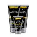 got2b Ultra Glued Invincible Styling Gel Set, 6 Fl Oz (2-Tube) + 1.25 Fl Oz Travel Size, Hair Gel for Men and Women with Extra Strong Hold, Non-Sticky, No-Flake Formula for Vertical Styles
