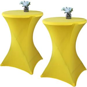 2 Pack 32x43 Inch Lavender Cocktail Tablecloth Spandex Round Fitted Table Cover for Wedding Banquet Event Party