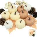 Artgar Foam Pumpkin Decor - 16 PCS Artificial Pumpkin Set - Fall Decor with Mini Pumpkins, Pinecones Maple Leaves Berries for Halloween Thanksgiving Fall Decor, DIY Crafts Tabletop Tray Decorations (Style-4)