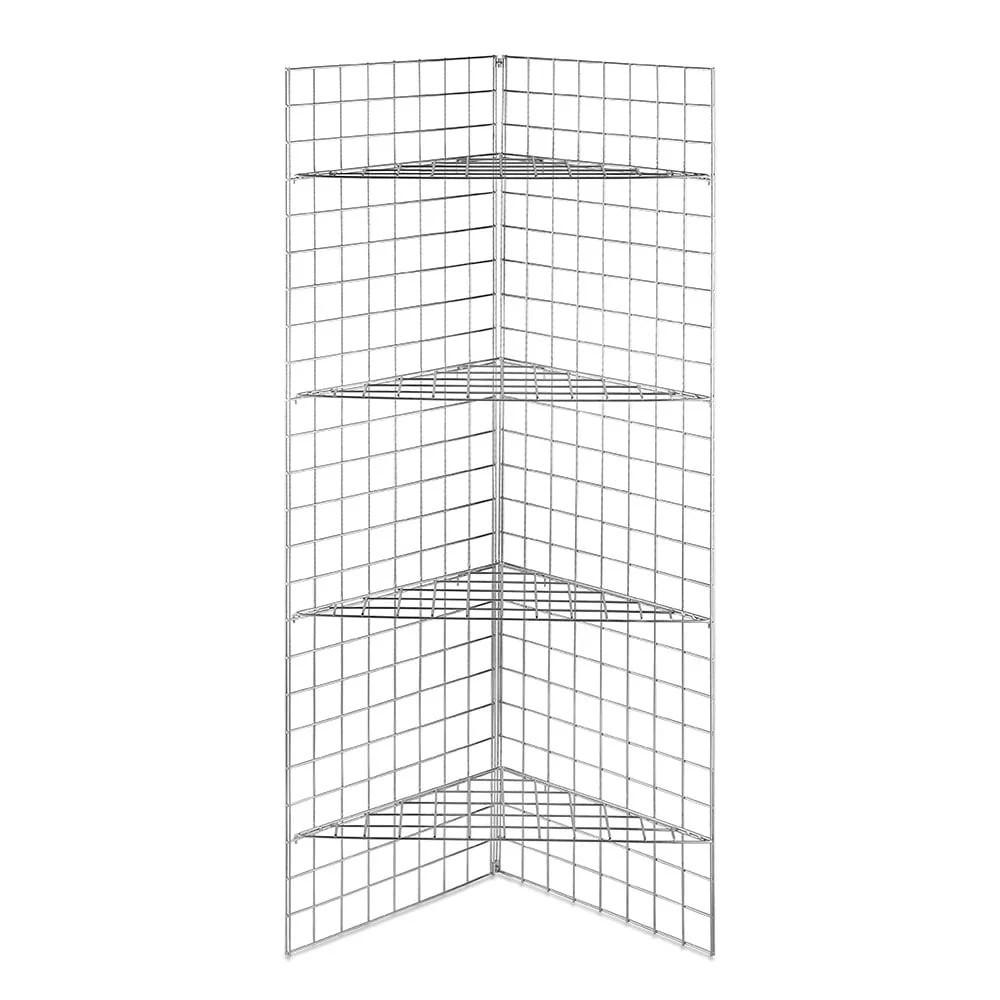 6ft Freestanding Grid Mesh Display Bundle With 2 x Panels, 4 x Wire Shelves