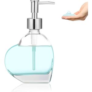 UHEY HOME Glass Soap Dispenser, 6.7oz Refillable Liquid Soap Dispenser with Rust-Proof Plastic Pump for Kitchen and Bathroom
