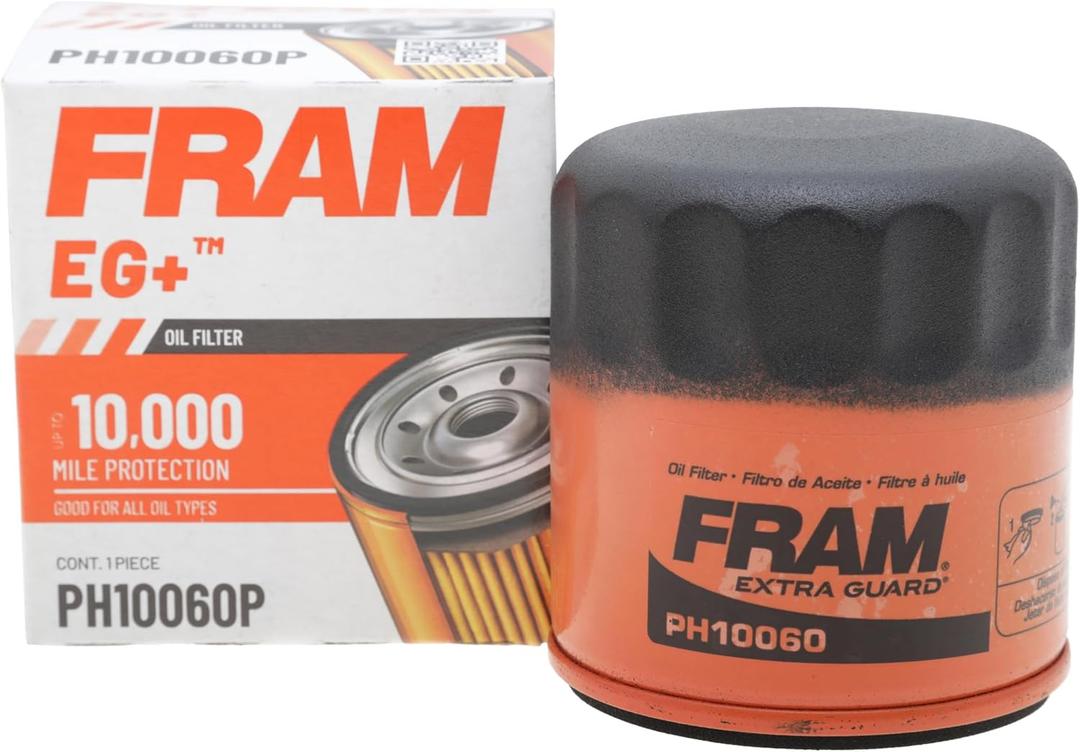 FRAM EG+ PH10060P 10K Mile Change Automotive Replacement Interval Spin-On Engine Oil Filter for Select Vehicle Model Years, Vehicle Engine Protection Oil Filter for Everyday Drivers