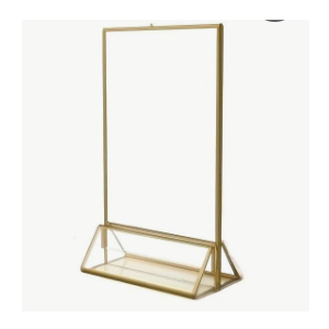 Clear Acrylic 2 Sided Frames with Gold Borders and Vertical Stand (Pack of 12)) | Ideal for Wedding Table Number Holder