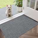 Color&Geometry Ultra Thin Indoor Door Mat (Rolled-up NO Creases) 24"x36", Non Slip Rubber Backed Dirt Trapper Door Mat Indoor Entrance, Low Profile Entryway Mat, Easy Clean, Dark Grey Linen