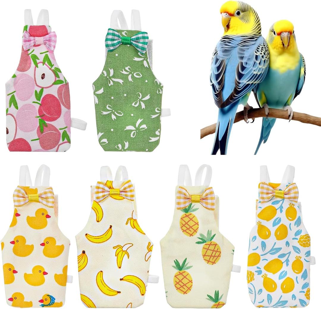 6Pcs Bird Diaper - Reusable Parrot Diapers with Waterproof Inner, Washable Pet Bird Diapers for Cockatiel Budgie Lovebird Parakeet Canary Monk (Medium) (Multiple colors)