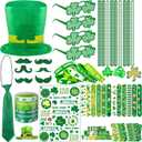 St Patricks Day Accessories for Women St Pattys Accessories Decorations Party Favor Packs Bulk Hat Tie Green Beard Tattoo Stickers Glasses Necklace Beads Slap Bracelets
