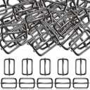 Tatuo 50 Pcs Slide Buckle 1 Inch Metal Tri-glide Slides Rectangle Buckle Adjustable for Fasteners, Strap, Backpack DIY(Black)