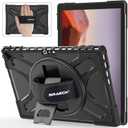 BRAECNstock for Microsoft Surface Pro 7+ Plus/ 7/6/ 5/4 Case 12.3 inch, Shockproof Rugged Protective Cover with Hand Strap+Stand, Pencil Holde, Compatible with Type Cover Keyboard, Black