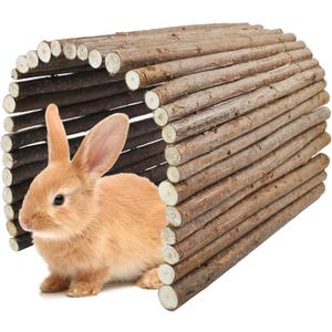 kathson Rabbit Bridge Wooden Hamster Climbing Tunnel Bunny Extra Large Ladder Wood Flexible Hideout for Guinea Pig Chinchilla Ferret Hedgehog Rat Squirrel and Other Rodents(26 x 16 in)