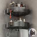 Voldra Corner Shower Caddy Suction Cup, 2 Pack Corner Shower Shelves No Drilling, Aluminum Upgrade Suction Cup Shower Organizer with Towel Bar & Hooks Removable Bathroom Storage Rack(Gray)