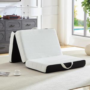 ROXGOX Foldable Mattress, Twin Tri-Fold Memory Foam Mattress Topper with Washable Cover, Handle & Non-Slip Bottom, 4 Inch Portable Folding Bed for Guest, Yoga, Living Room, Camping - 75"x38"x4"