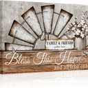 Visual Art Decor Farmhouse Windmill Wall Decor Bless This Home Sign Rustic Farm Style Room Decor Framed 16x24inch Kitchen Bedroom Living Room Decor (Brown)