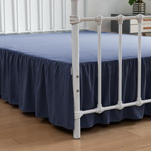 Bed Skirt Twin Size Ruffled Bed Skirt with Split Corners, 14 Inch Drop Dust Ruffle Bed Skirt with Platform, Blue