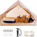 4-6 Person Inflatable Tent - 5 Min Easy Setup, Waterproof Oxford, Mosquito Net | Portable Camping Tent for Family Trips, Festivals & Stargazing (Khaki)