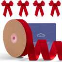 Red Velvet Ribbon 1 Inch x 25 Yd, FAKILO Ribbon Red Velvet Perfect for Christmas Tree, Wreath, Gift Wrapping, Bows, Flower Bouquet, Wedding Home Decor