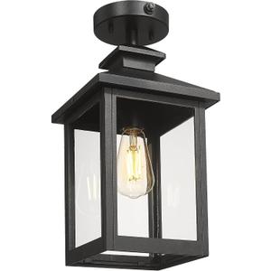 FEMILA Semi Flush Mount Ceiling Light, Dusk to Dawn 16" Matte Black Semi Flush Mount Ceiling Light, E26 Base, for Entryway, Garage, Patio, Farmhouse, ETL Listed, 4FYX88F-L SE BK