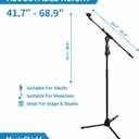 Professional Microphone Stand with Boom Arm, One-Hand Height Adjustment, Adjustable Height 41.7"-68.9", Heavy Duty Metal Tripod Base for Stage, Studio, Church, Karaoke and Podcast