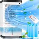 Portable Air Conditioners, 2024 New Quiet Swamp Cooler with 8 Liter Water Tank, Remote Control, 3 Speeds, 70 Oscillation, Fast Cool Air Conditioner Portable for Room, Bedroom and Office6 Ice Packs