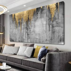 Artexist Room Decor Grey Abstract Canvas Wall Art for Living Room Modern Gold Painting Large Wall Decorations for Bedroom Office Home 29""x 58"" Hanging Prints
