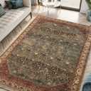 Keen Home Design 3x5 Rug - Machine Washable Entry Rug with Non-Slip Backing, Ideal for Enteryway, Kitchen, Bathroom, Laundry Room - Vintage, Easy Clean, Durable, Low Pile Rug - (3' x 5') (Green / Brown)