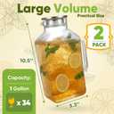 2-Pack 1 Gallon Glass Pitcher with Lid & Spout, Borosilicate Carafe for Hot/Cold Drinks, Large Iced Tea Water Jug with Handle, Fridge Safe & Dishwasher Safe