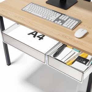 Under Desk Table Drawer Storage Organizer,2 Pack Large & Medium Slide Out Desk Drawers - Hidden Desktop Organizer,Attachable Pencil Storage Tray Under Table