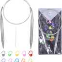 4 x Circular Knitting Needles, 10mm Stainless Steel Knitting Needles for Beginners, Metal White 40 Inches Size 15 Knitting Needle for Chunky Yarn Gifts for Mother Grandmother Aunt Sister for Festival