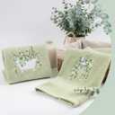 2 Pcs Eucalyptus Hand Towels for Bathroom Decorative Sage Green Eucalyptus Towel Embroidered 100% Cotton Green Leaves Hand Towels 13.4x29Inch for Bathroom Kitchen Décor (Green, Eucalyptu)