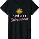 Quinceanera Mom Mother Mama Rose 15 Birthday Party Quince T-Shirt (X-Small, Black)