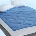 YOUR MOON Twin Size Mattress Pad 300GSM, Soft Breathable Mattress Topper, Noiseless Quilted Bed Pad Cover with Fitted Deep Pocket to 8-16 Inches, Blue