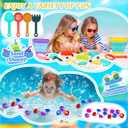 Beach Sand Toys for Kids,Sand toys with 2 Collapsible Beach Bucket,2 Beach Sifter Shovel,Sand Shovel Set,Sand Castle Kit,Sea Animal Molds,Diving Gem Pool Toy,Mesh Bag Travel Toys for Toddler 3-10, Large
